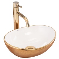 Lavabo Rea Sofia 27x34 mini dorado/blanco brillante (REA-U6334)