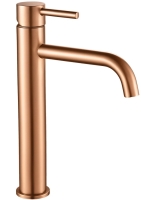 Mezclador de lavabo Rea Lungo de cobre cepillado, alto (REA-B1114)