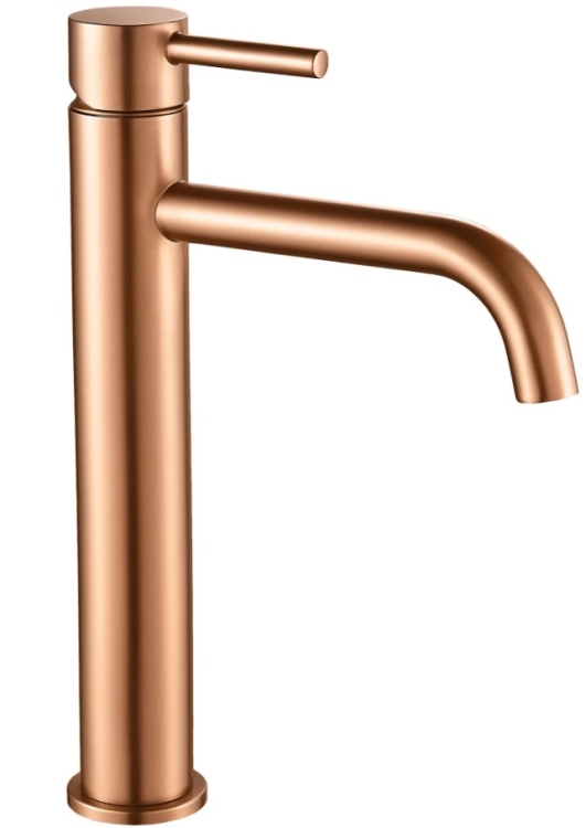Rea Lungo brushed copper washbasin mixer, high (REA-B1114)