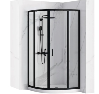 Cabina de ducha Rea Look 80x80x190, cristal de seguridad, transparente, negro (REA-K7902)