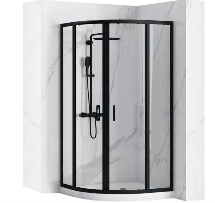 Cabina de ducha Rea Look 80x80x190, cristal de seguridad, transparente, negro (REA-K7902)