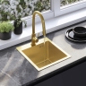 Fregadero de cocina Rea Leo 40x45 con sifón, dorado cepillado (ZLE-06001)