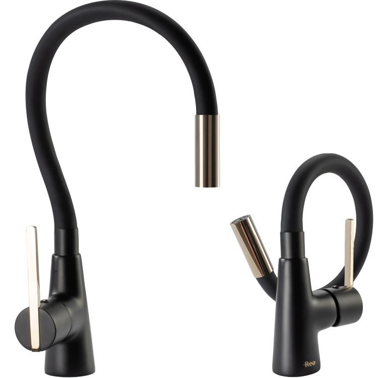 Grifo monomando de cocina Rea ICON negro/dorado (REA-B5682)