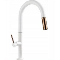Grifo monomando de cocina Rea Apollo blanco/oro rosa (REA-B9603)