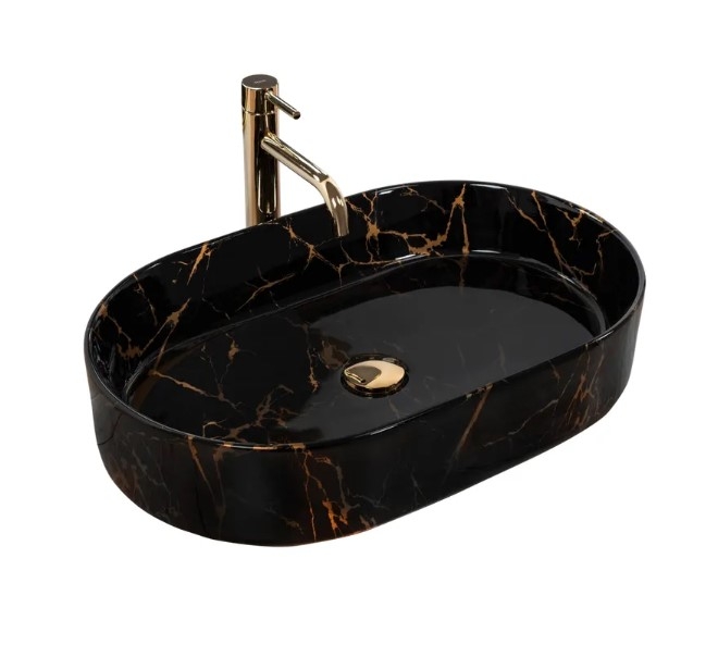 Lavabo Rea Nadia 61x38,5 mármol negro brillo (REA-U0539)