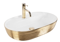 Lavabo Rea Aura 60,5x40,5 blanco/oro cepillado (REA-U6900)