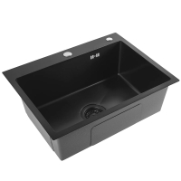 Fregadero de cocina Rea Liam 58x45 con sifón, negro (ZLE-06008)