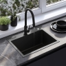 kitchen sink Rea Liam 58x45 with siphon, black (ZLE-06008)