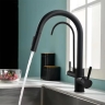 Grifo monomando de cocina Rea Eco Fresh con caño extraíble, negro (REA-B7564)