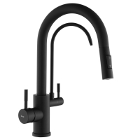Grifo monomando de cocina Rea Eco Fresh con caño extraíble, negro (REA-B7564)