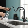 Grifo monomando de cocina Rea Eco Fresh con caño extraíble, negro (REA-B7564)