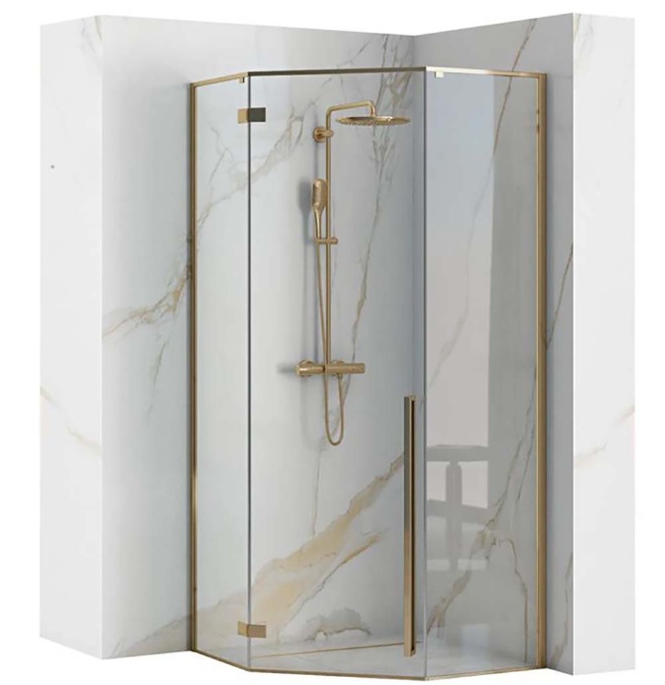Cabina de ducha Rea Diamond 90x90 cristal de seguridad dorado transparente (REA-K4904)