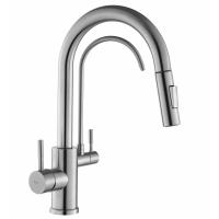 Grifo de cocina Rea Eco Fresh con caño extraíble, níquel cepillado (REA-B7563)