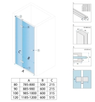 душевая дверь Rea Atlas 80x200 безопасное стекло, прозрачное, слева, chrome (REA-K4662)