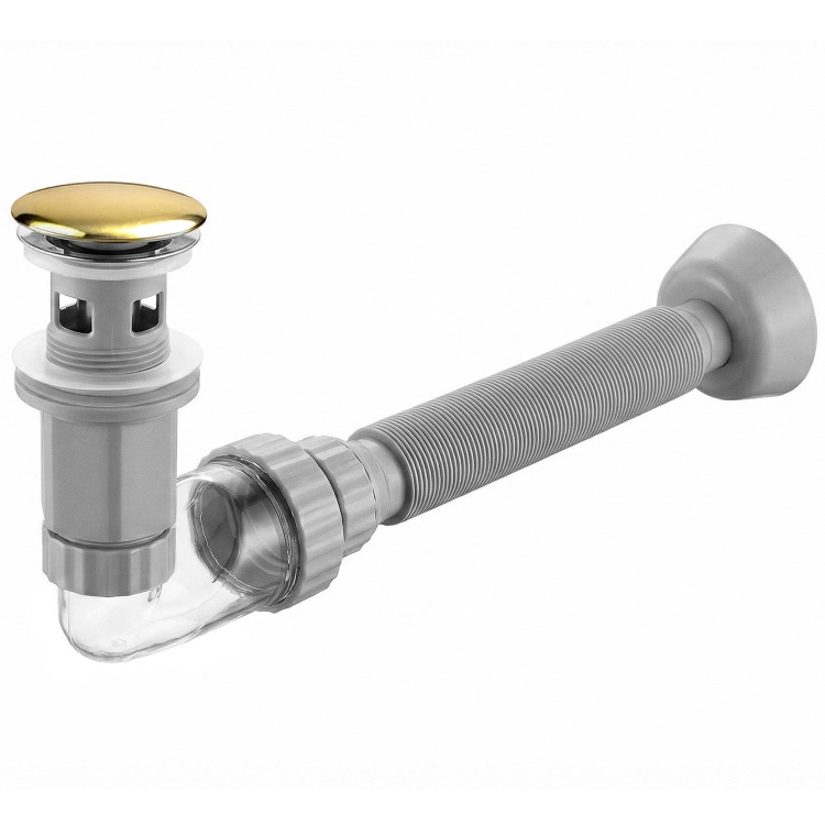 сифон для умывальника с донным клапаном Rea click-clack gold (REA-A9491)