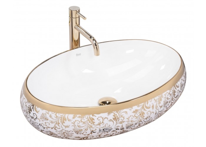 washbasin Rea Meryl 60x40,5 white-gold (REA-U5054)