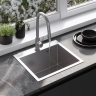 Fregadero de cocina Rea Leo 50x45 con sifón, níquel cepillado (ZLE-06003)
