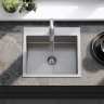 Fregadero de cocina Rea Leo 50x45 con sifón, níquel cepillado (ZLE-06003)