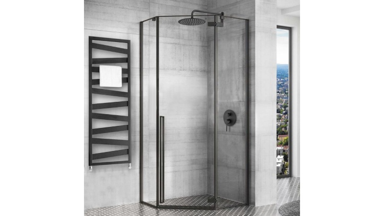 Cabina de ducha Rea Diamond 80x80 cristal de seguridad negro transparente (REA-K6900)