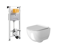 Inodoro Rea Carter Rimless + asiento slim n soft-close + instalación Oli Olipure 30x20 (880780/152972+REA-C1450)