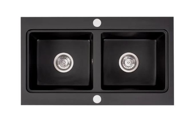 Fregadero de cocina Rea Caddy 46,5x80 negro (ZLE-00132) + sifón