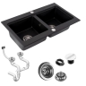 Fregadero de cocina Rea Caddy 46,5x80 negro (ZLE-00132) + sifón