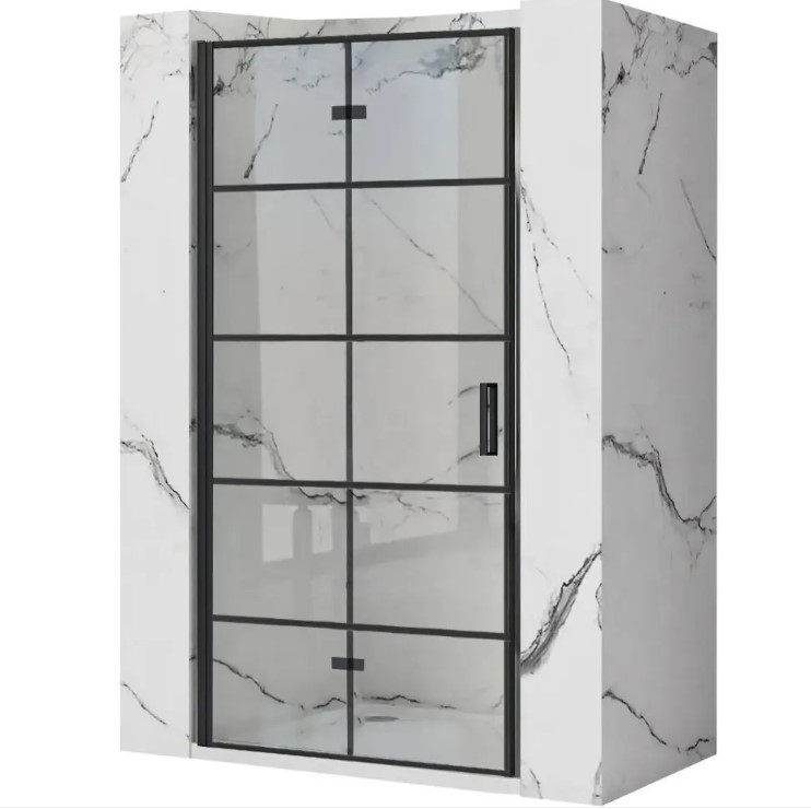 Puerta de ducha Rea Molier 110x190 cristal de seguridad, transparente, negro (REA-K5660)