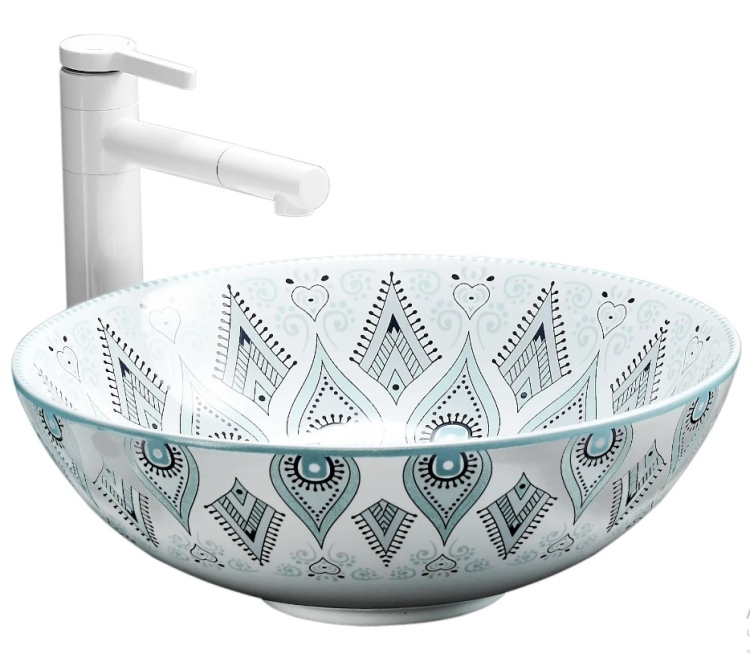 washbasin Rea Mandala 40x40 blue-white (REA-U7502)