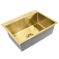 Fregadero de cocina Rea Liam 58x45 con sifón, dorado cepillado (ZLE-06007)