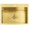 Fregadero de cocina Rea Liam 58x45 con sifón, dorado cepillado (ZLE-06007)
