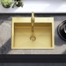 Fregadero de cocina Rea Liam 58x45 con sifón, dorado cepillado (ZLE-06007)