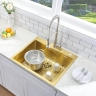Fregadero de cocina Rea Liam 58x45 con sifón, dorado cepillado (ZLE-06007)