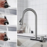 Grifo monomando de cocina Rea Conor con caño extraíble, níquel mate (REA-B6313)