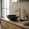 смеситель для умывальника Rea Lungo Stripe высокий, brushed gold (REA-B8051)
