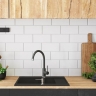 Fregadero de cocina Rea Fox 46,5x78 negro (ZLE-00134) + sifón
