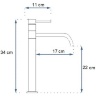 Mezclador de lavabo Rea Lugano negro mate alto (REA-B5001)