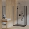Cabina de ducha Omnires Manhattan 80x80cm cristal de seguridad negro mate (MH8080BLTR)