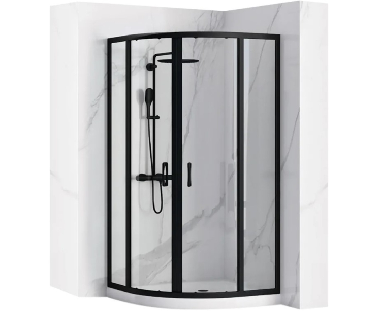 Cabina de ducha Rea Look 90x90x190, cristal de seguridad, transparente, negro (REA-K7903)