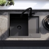 Fregadero de cocina Rea Paul 60x48 con sifón, negro (ZLE-06011)