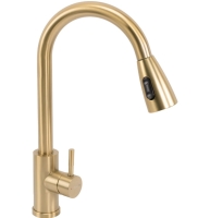 Grifo de cocina Rea Cross con caño extraíble, dorado cepillado (REA-B5311)