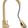 Grifo de cocina Rea Cross con caño extraíble, dorado cepillado (REA-B5311)