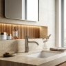 смеситель для умывальника Rea Lungo Stripe низкий, brushed nickel (REA-B8052)