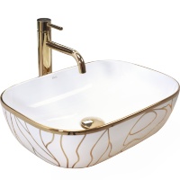 Lavabo Rea Belinda Wave 46,5x33 blanco/oro (REA-U8472)