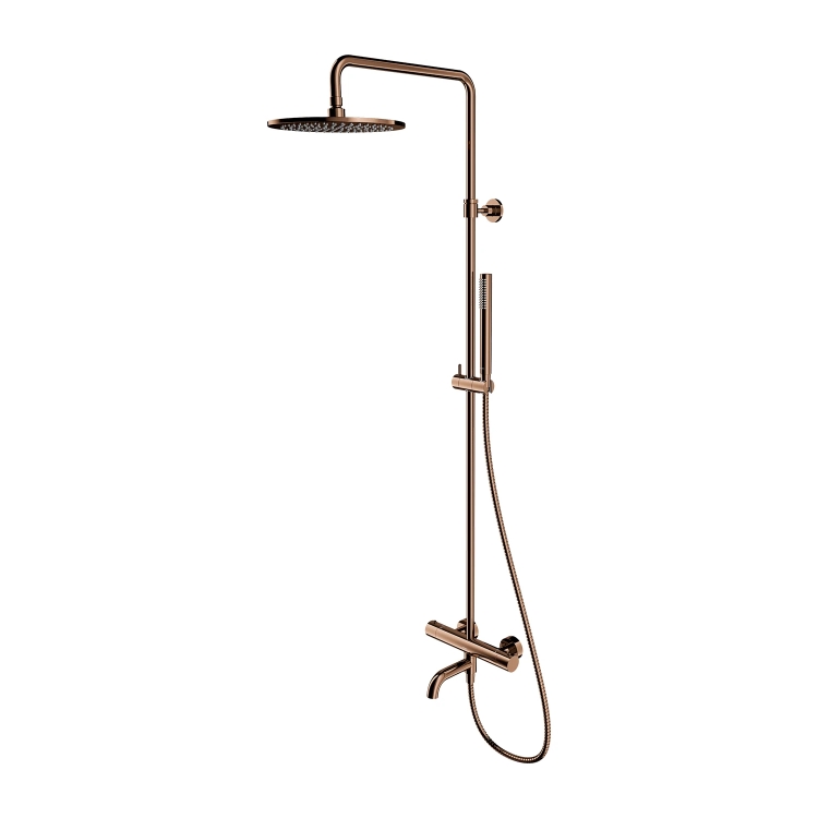 Omnires Y shower system with thermostat, polished copper (Y1234CP)