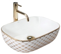 Lavabo Rea Belinda Diamond 46,5x33,5 blanco/dorado (REA-U8471)