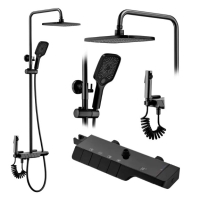 Sistema de ducha Rea Rob negro, con termostato (REA-P6627)