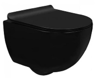 Inodoro Rea Carlo suspendido, negro brillo + asiento duroplast tela suave (REA-C8405G)