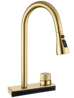 Grifo monomando de cocina Rea Conor con caño extraíble, cepillado dorado (REA-B6312)