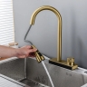 kitchen mixer tap Rea Conor with pull-out spout, gold brush (REA-B6312)