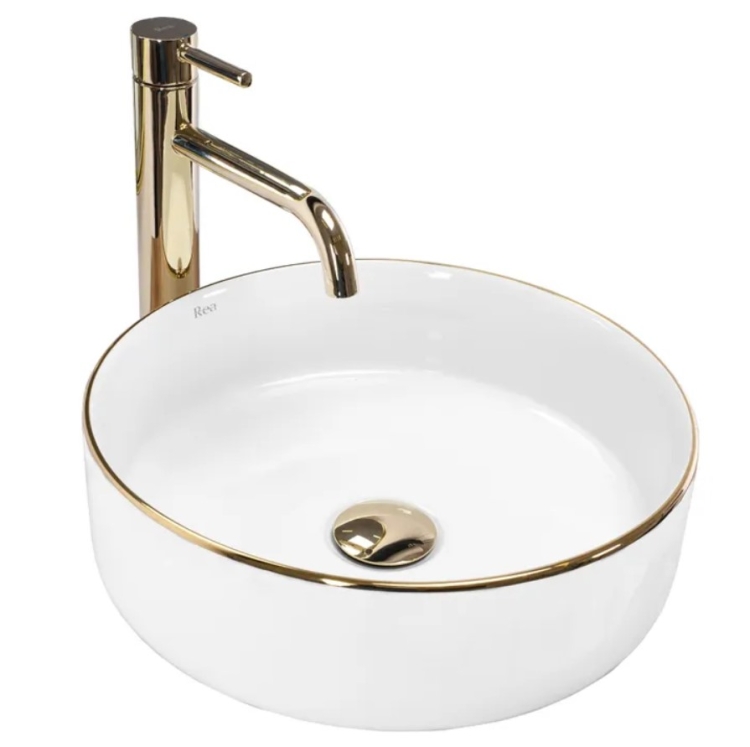 Lavabo Rea Sami 36x36 borde dorado (REA-U6758)